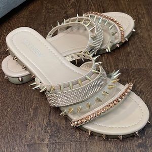 Gold Bejeweled Strappy Sandals